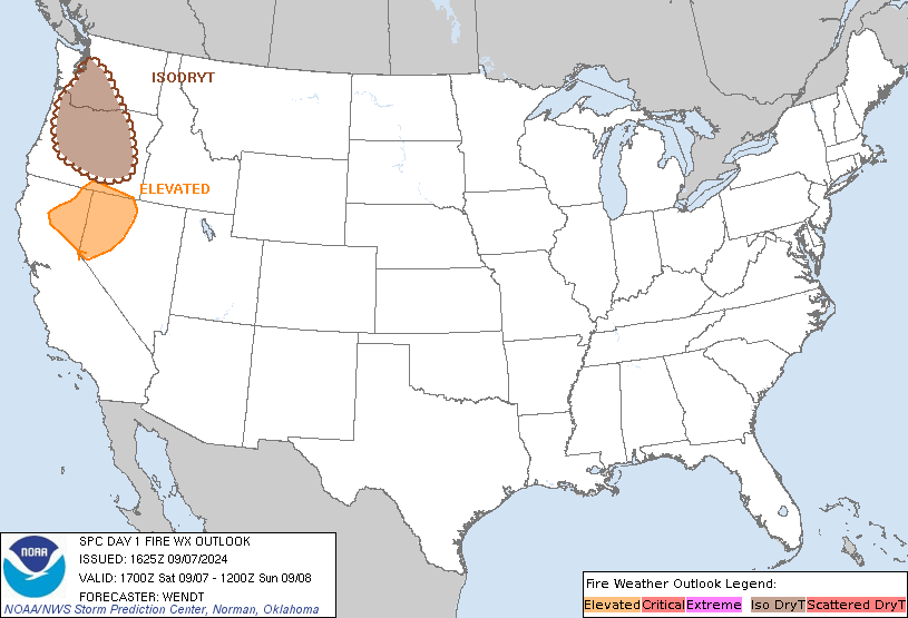 Day 1 Fire Weather Forecast graphic