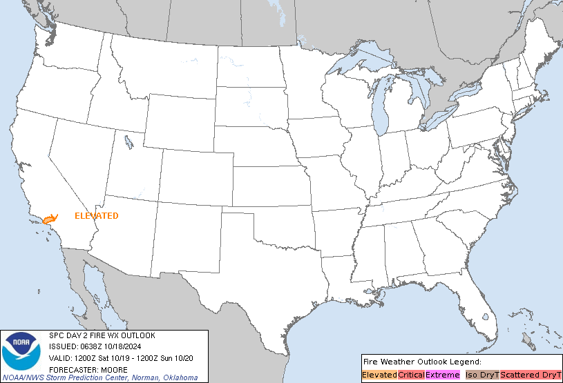 Day 2 Fire Weather Forecast graphic