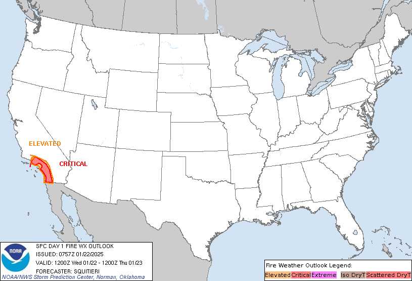 Day 1 Fire Weather Forecast graphic