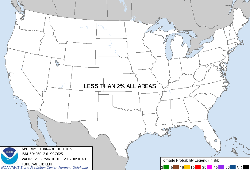 20250120 1200 UTC Day 1 Tornado Probabilities Graphic