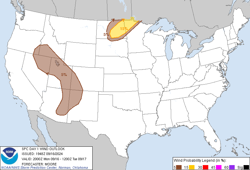 20240915 2000 UTC Day 1 Damaging Wind Probabilities Graphic