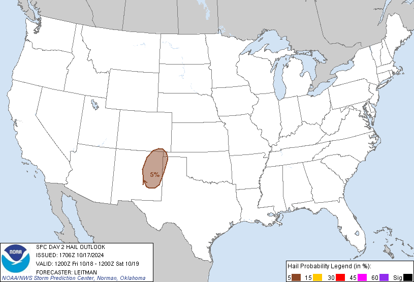 20241017 1730 UTC Day 2 Large Hail Probabilities Graphic