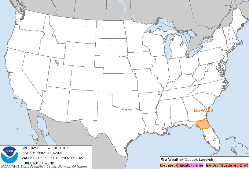 Day 1 Fire Weather Forecast graphic